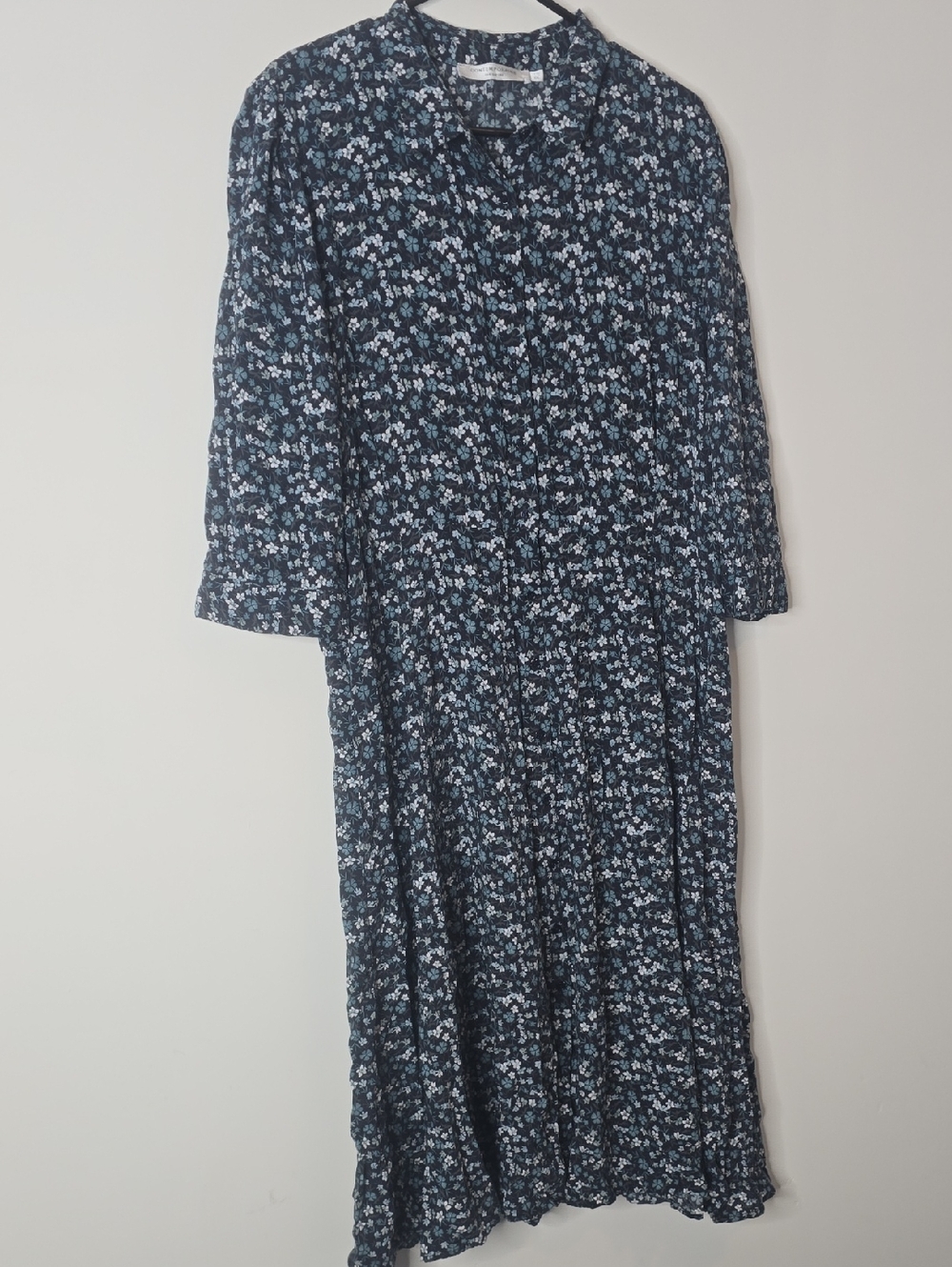 Cottagecore SIMONS Button-Front Navy Floral Maxi Dress